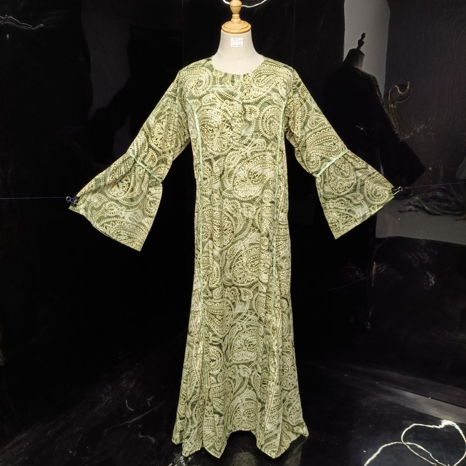 S/M Marry Silk Printed  Dress 57" Long jalabiya