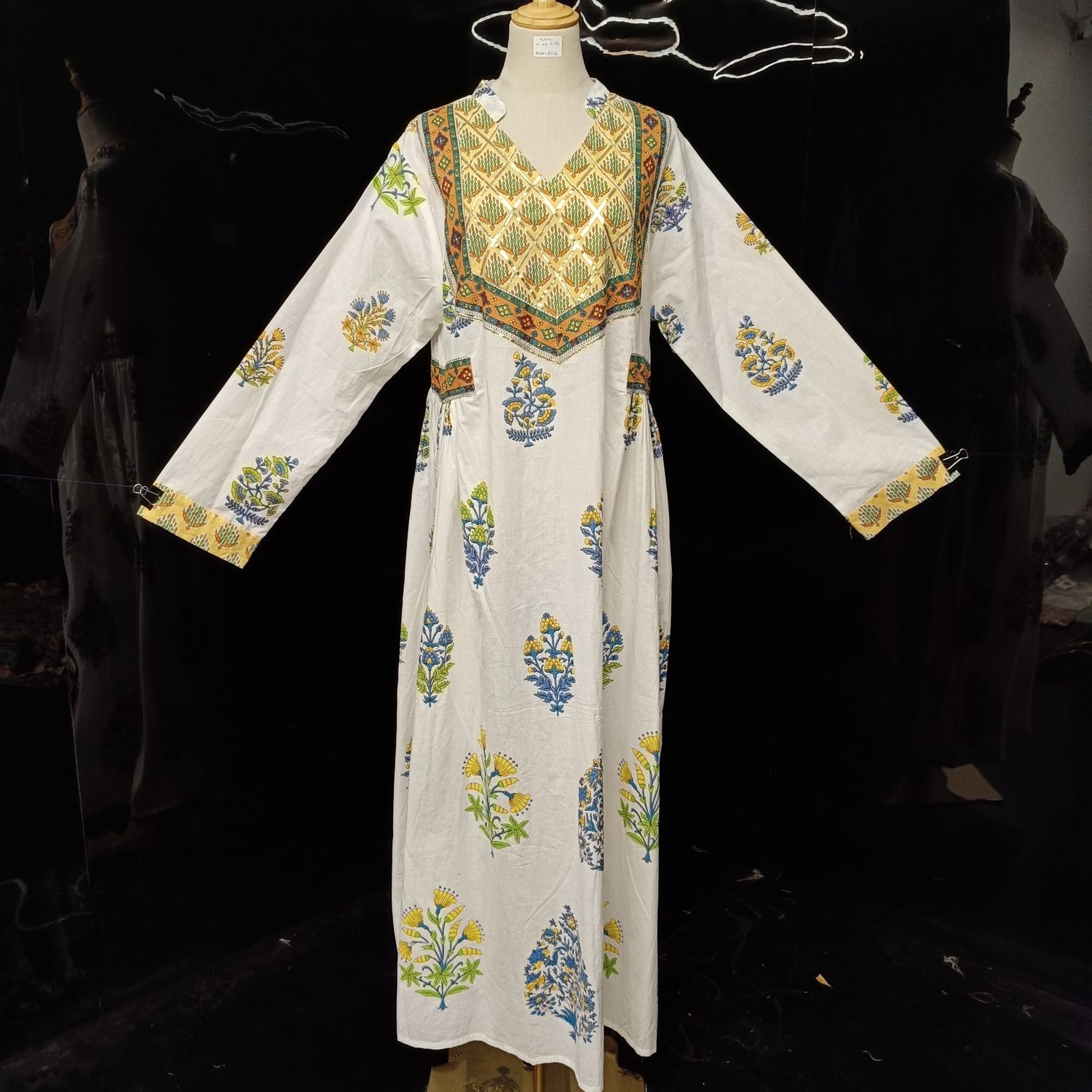 L/XL Arwa Printed Cotton Dress 57" Long Jalabiya