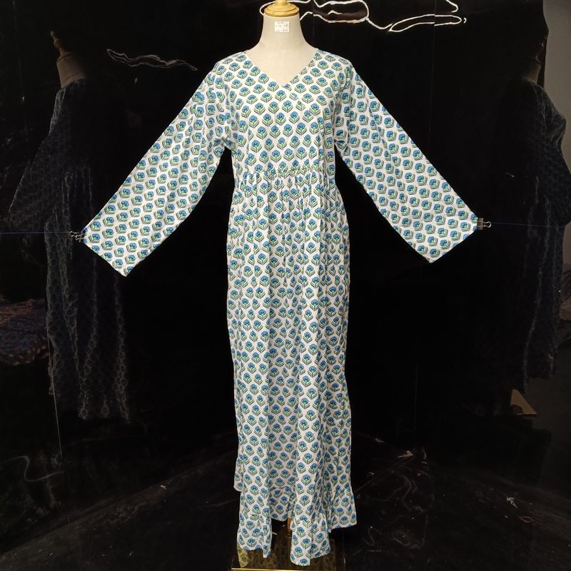 S/M Kainat Printed Cotton Dress 56" Long Jalabiya