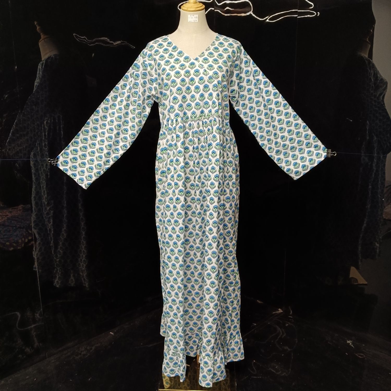 S/M Kainat Printed Cotton Dress 56" Long Jalabiya