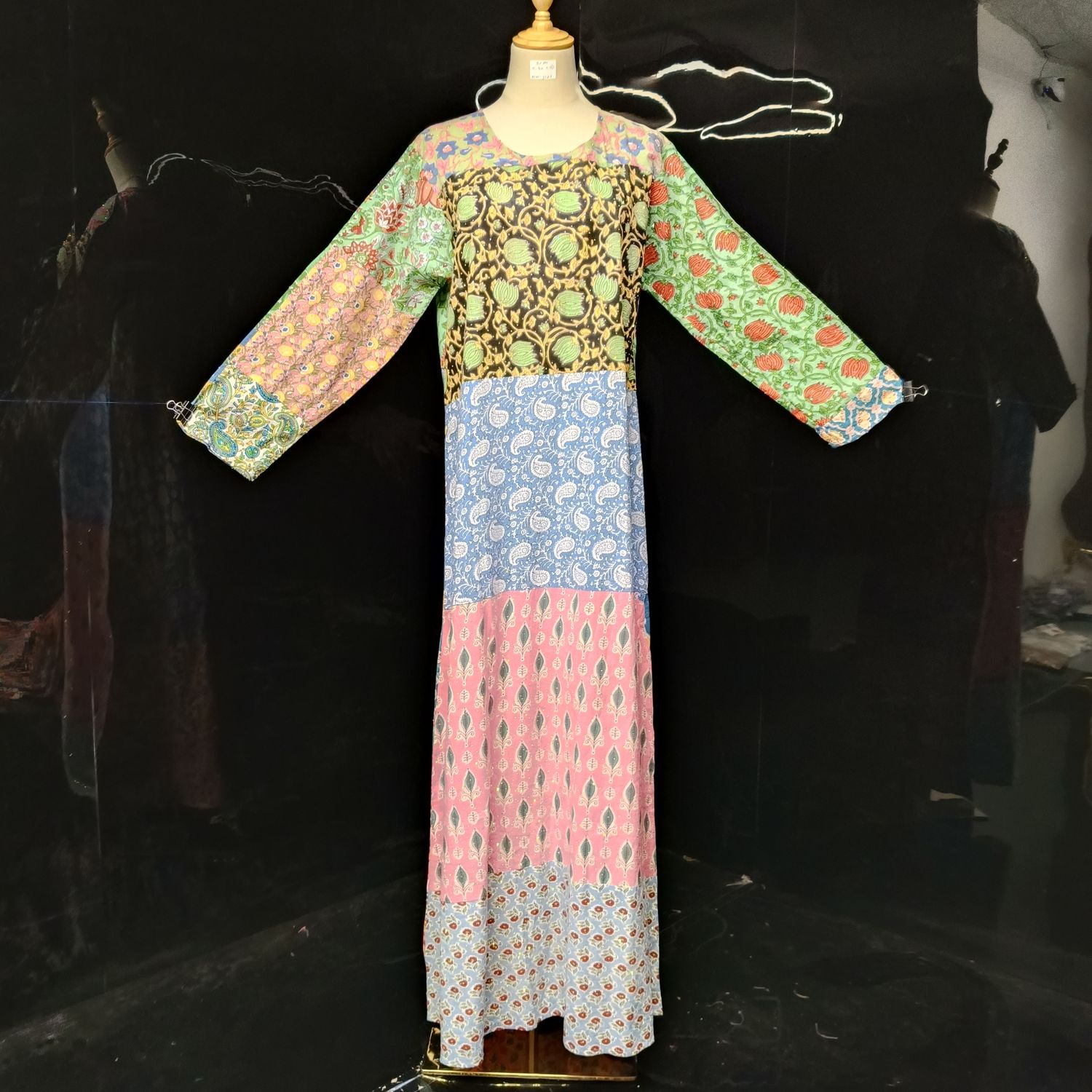 S/M Special Crystal Printed Cotton Dress 57" Long Jalabiya