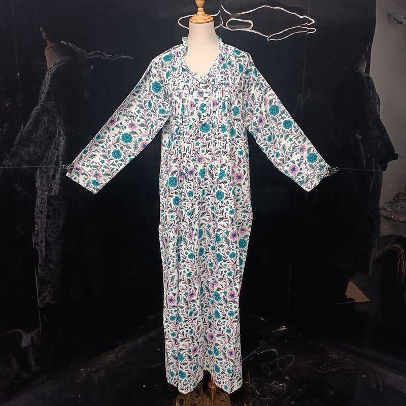 L/XL Sparrow Printed Cotton Dress 57"Long Jalabiya