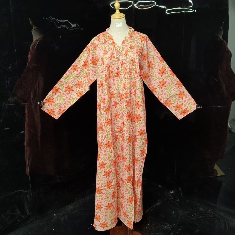 L/XL Sparrow Printed Cotton Dress 57" Long Jalabiya