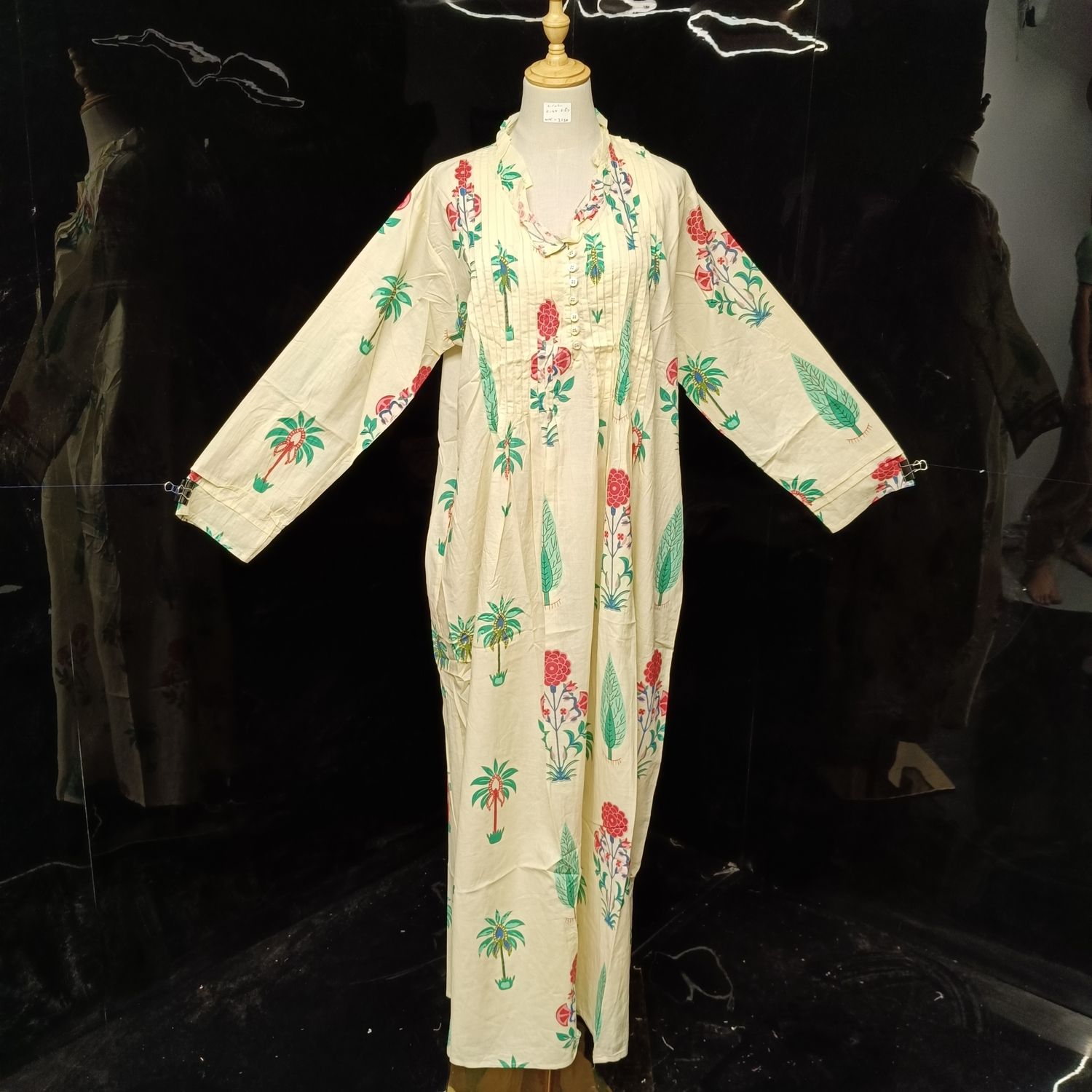 L/XL Sparrow Printed Cotton Dress 57" Long Jalabiya