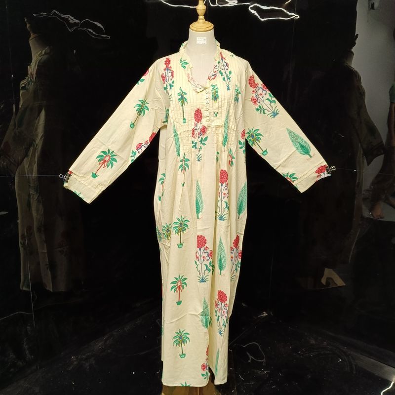 L/XL Sparrow Printed Cotton Dress 57" Long Jalabiya