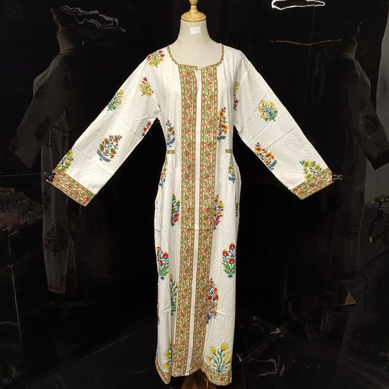 L/XL Bhopali Crystal  Cotton Dress 57" Long Jalabiya