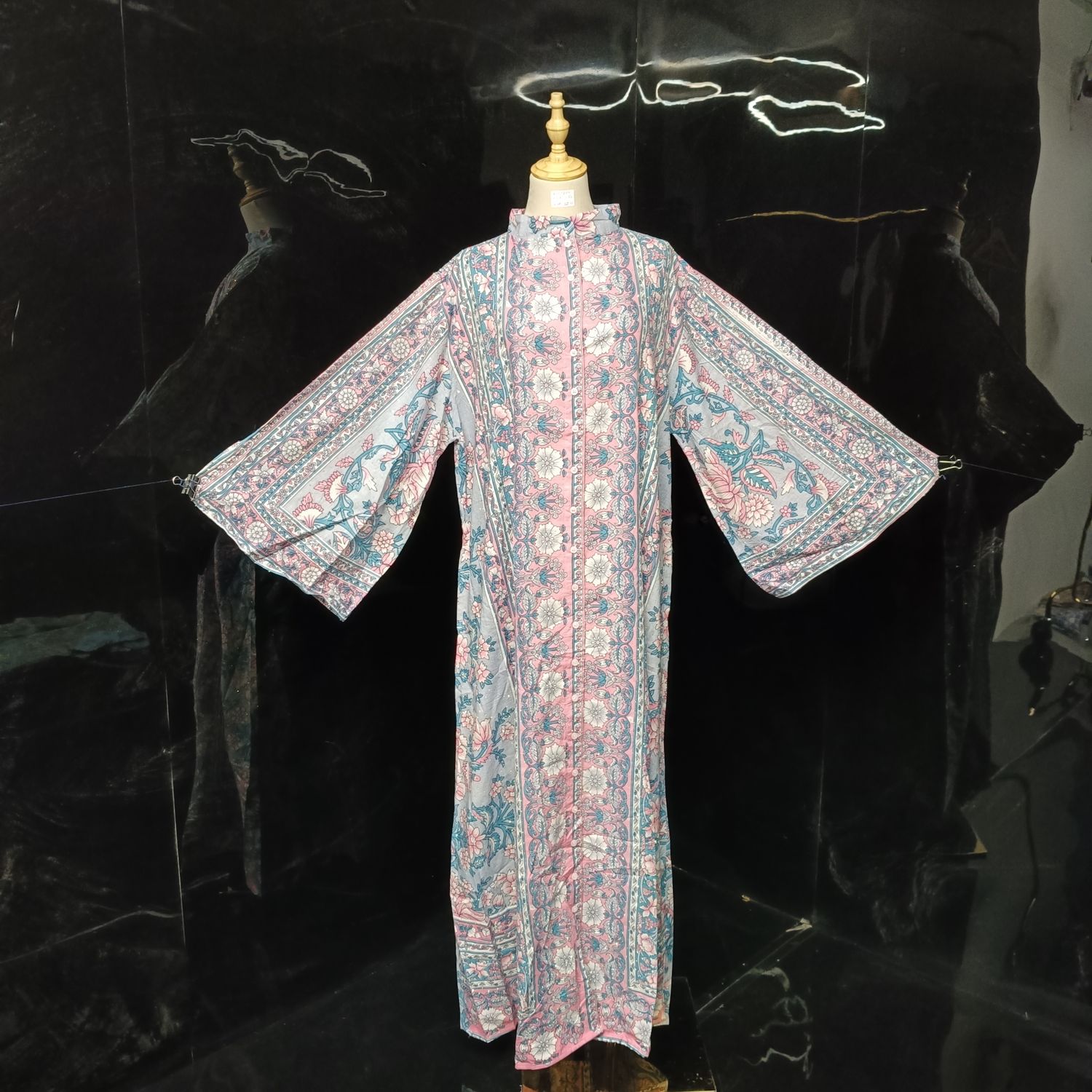 2XL/3XL special crystal Printed Cotton Dress 57" Long Jalabiya