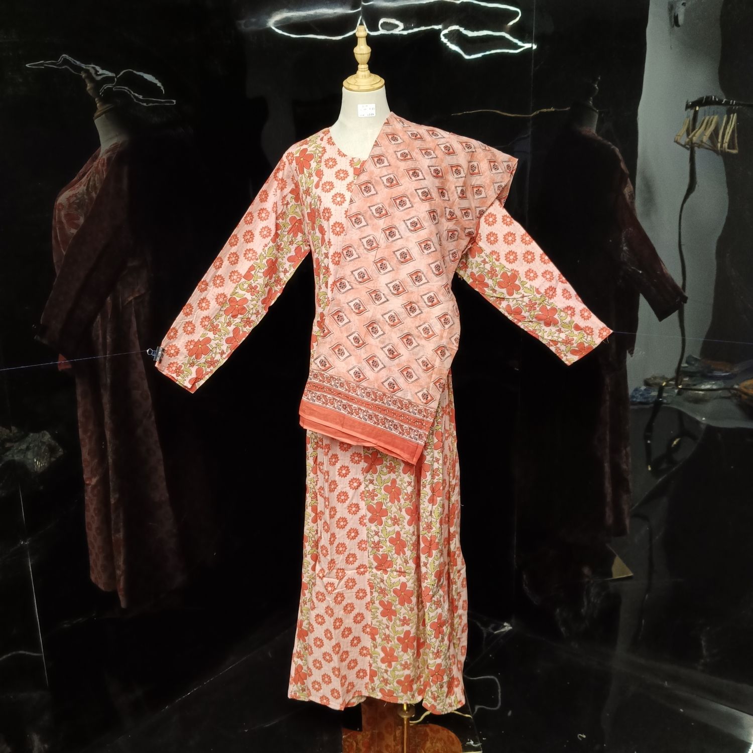 S/M Special with sheila Printed Cotton Dress 57" Long Jalabiya