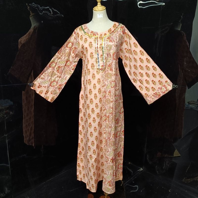 S/XS Noorain crystal Printed Cotton Dress 54" Long Jalabiya