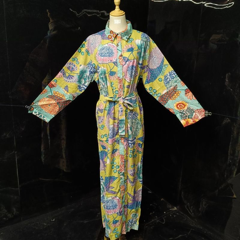 2XL/3XL Tansy crystal Printed Cotton Dress 57" Long Jalabiya