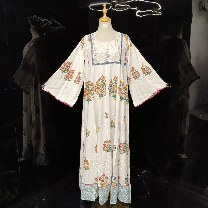 S/M Meheq Printed Cotton Dress 57" Long Jalabiya