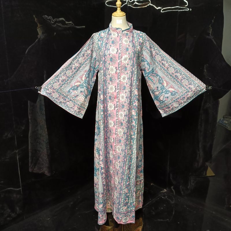 S/M Special Crystal Printed Cotton Dress 57" Long Jalabiya