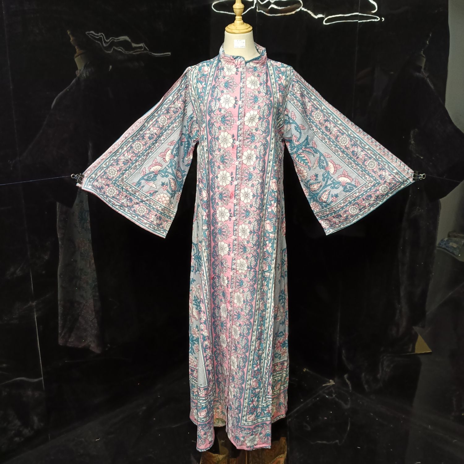 S/M Special Crystal Printed Cotton Dress 57" Long Jalabiya