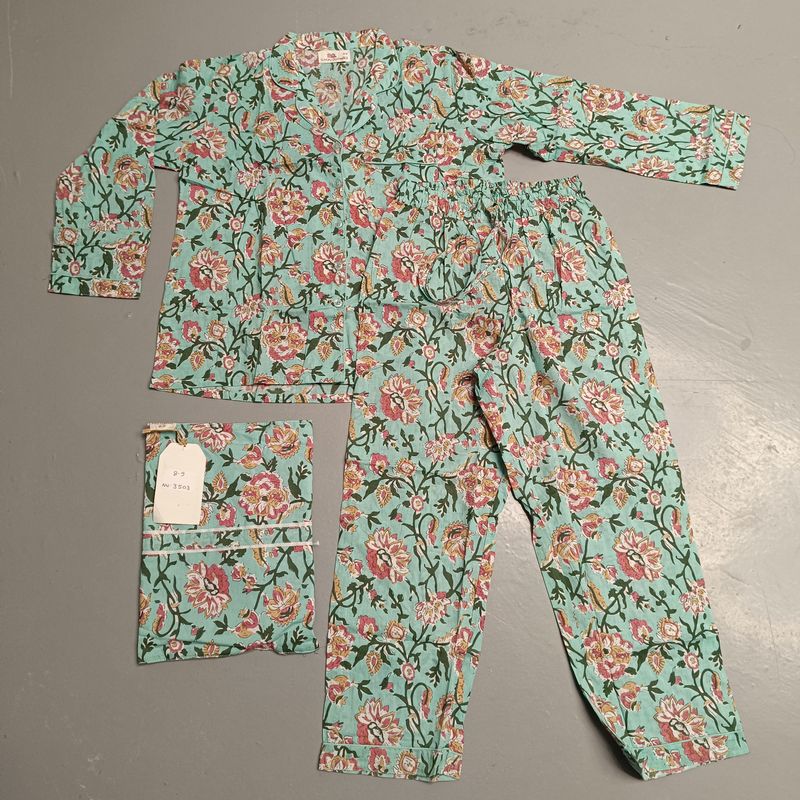 8-9 Year Cotton Full Sleeves Shirt Collar Neck Full Pajama Set