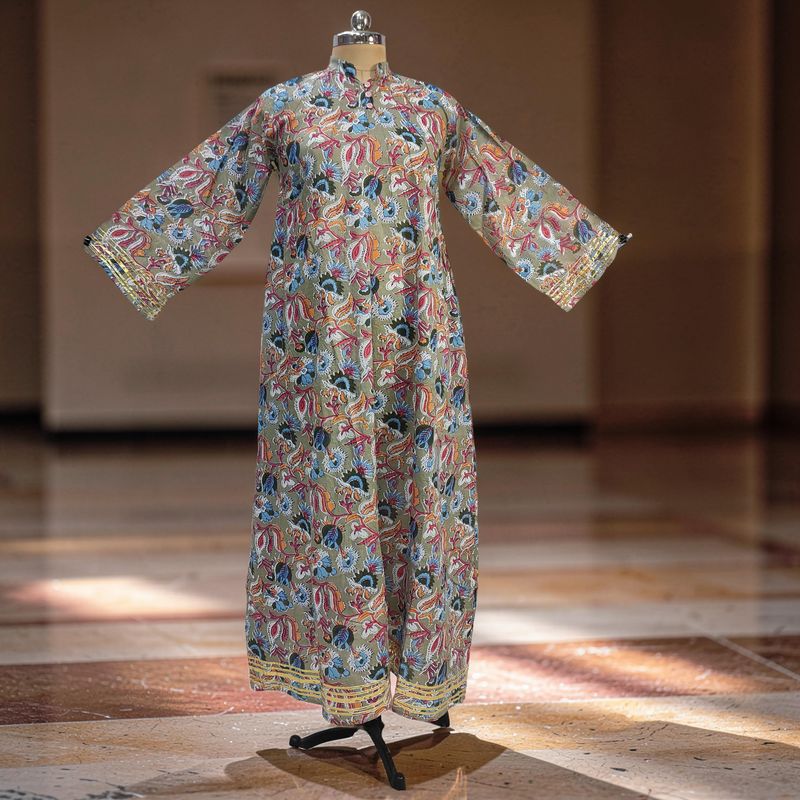2XL/3XL Khadijah Printed Cotton Dress 57"Long Jalabiya