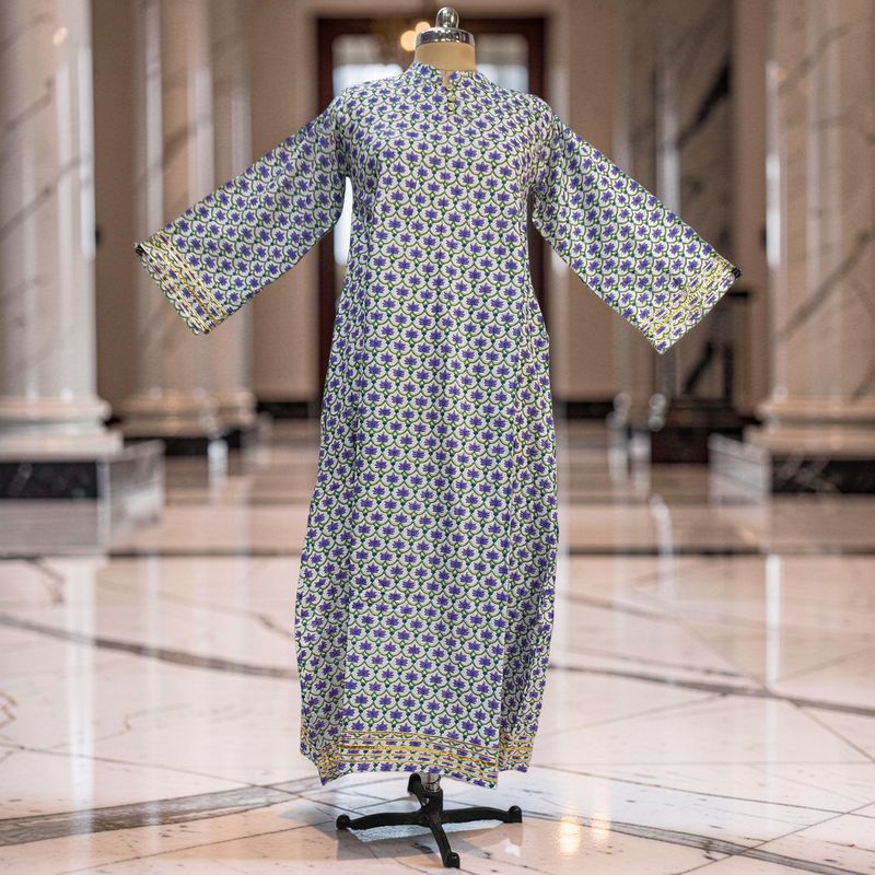 2XL/3XL Khadijah Printed Cotton Dress 57"Long Jalabiya