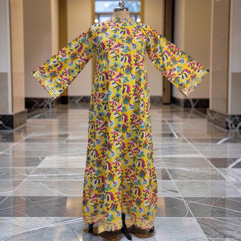 2XL/3XL Khadijah Printed Cotton Dress 57"Long Jalabiya