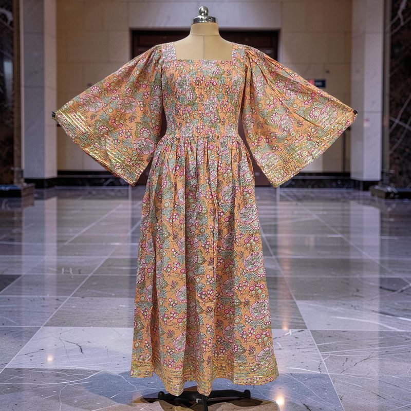 L/XL Elzina Printed Cotton Dress 57" Long Jalabiya JP