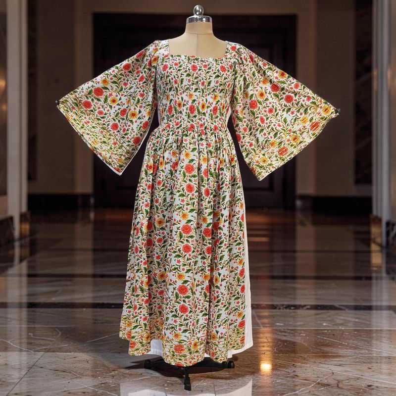 2XL/3XL Elzina Printed Cotton Dress 57" Long Jalabiya JP