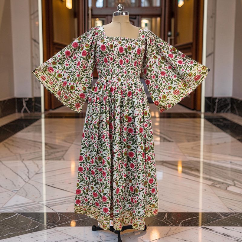 S/M Elzina Printed Cotton Dress 57" Long Jalabiya JP