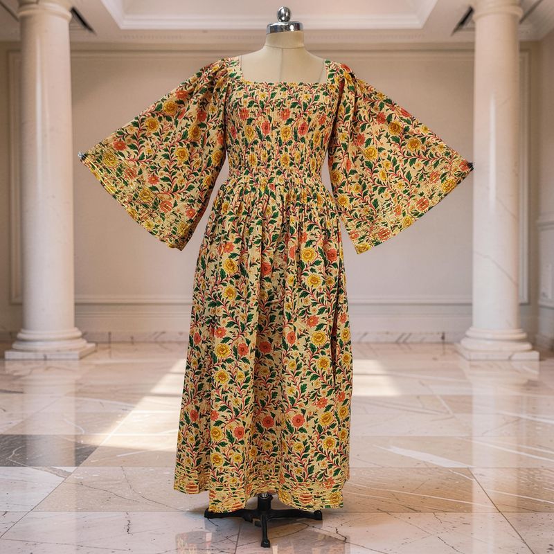 L/XL Elzina Printed Cotton Dress 57" Long Jalabiya JP