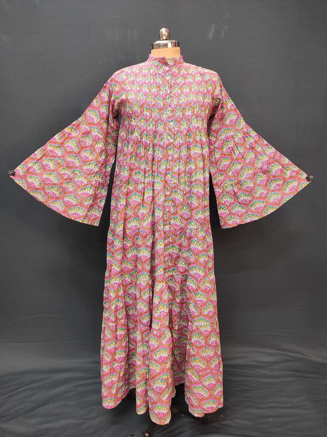 S/M Halisa Printed Cotton Dress 57" Long Jalabiya JP