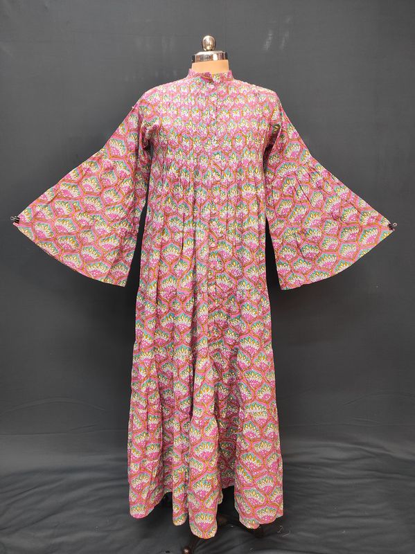 S/M Halisa Printed Cotton Dress 57" Long Jalabiya JP