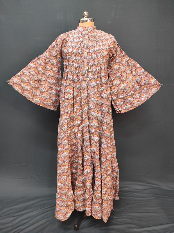 S/M Halisa Printed Cotton Dress 57" Long Jalabiya JP