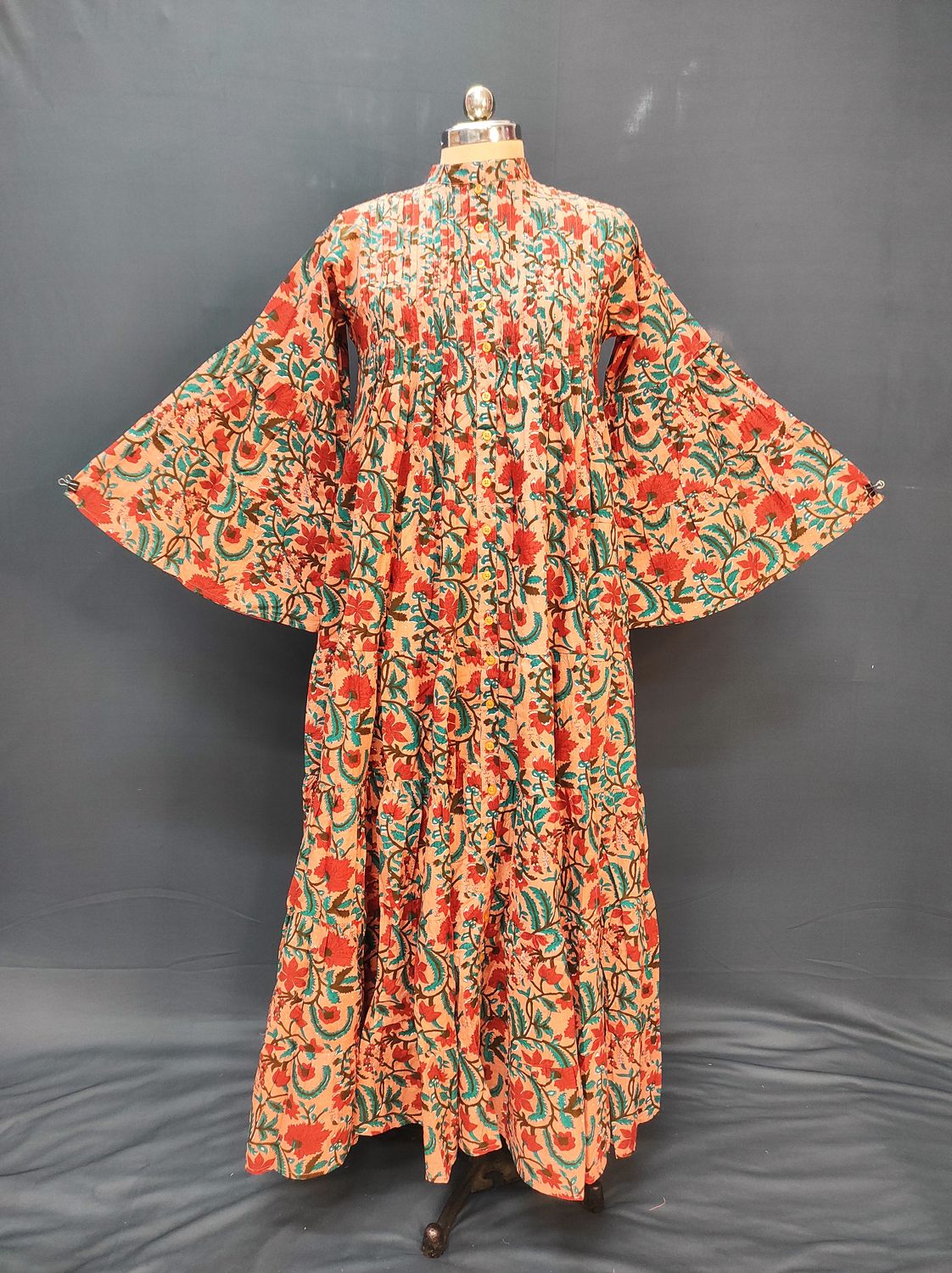 S/M Halisa Printed Cotton Dress 57" Long Jalabiya JP