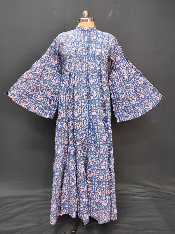 2XL/3XL Halisa Printed Cotton Dress 57" Long Jalabiya