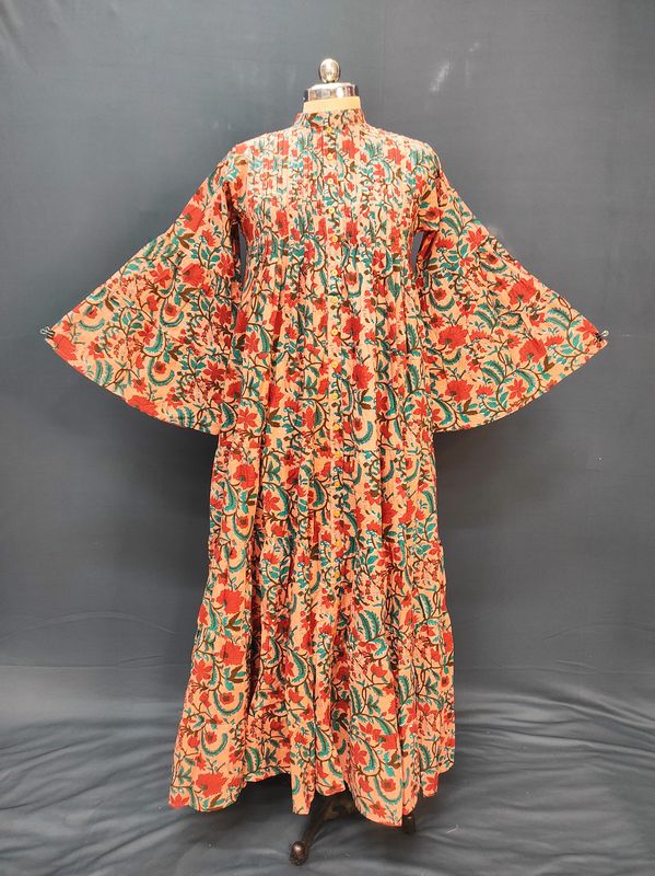 L/XL Halisa Printed Cotton Dress 57" Long Jalabiya JP