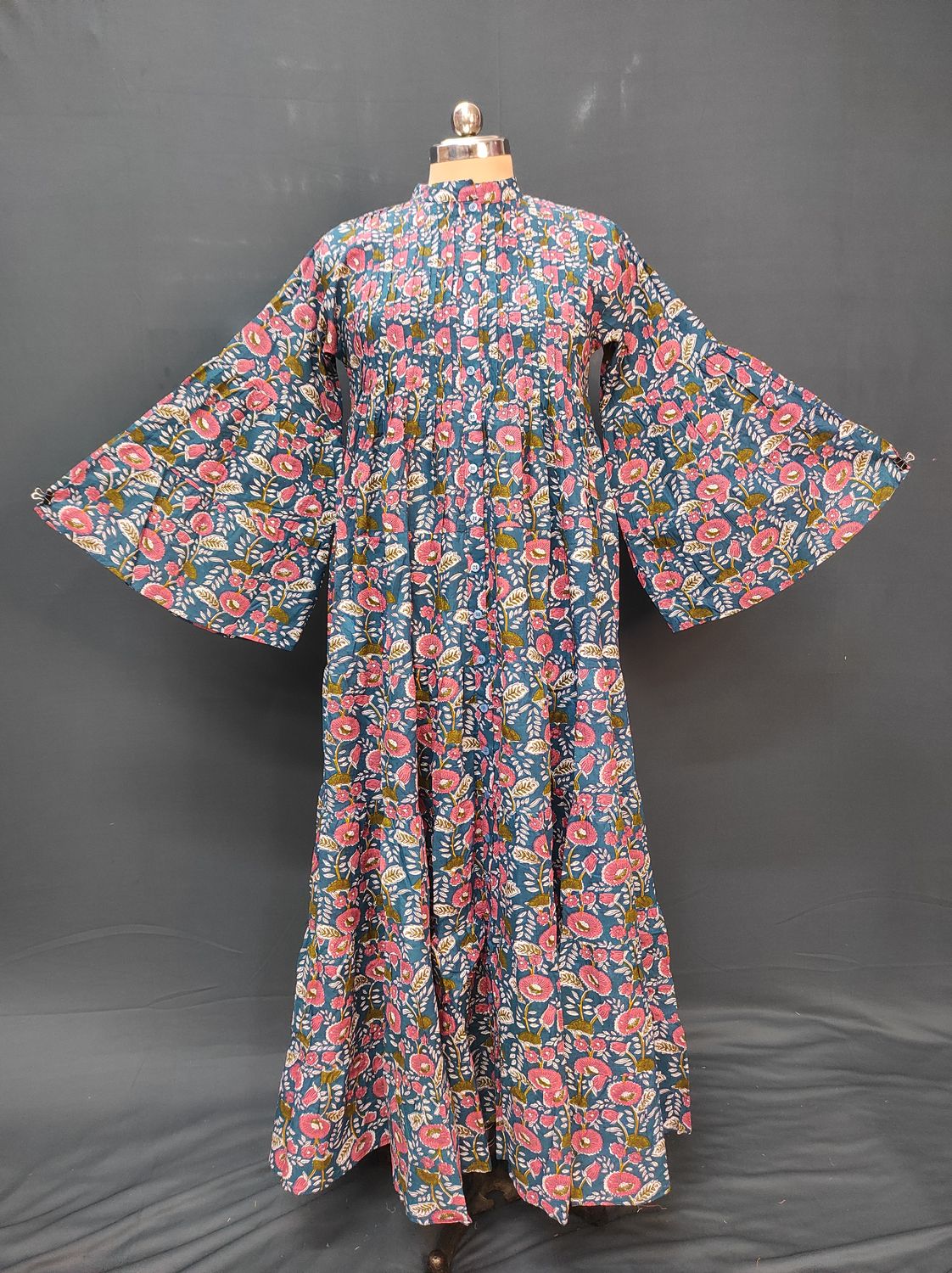 2XL/3XL Halisa Printed Cotton Dress 57" Long Jalabiya JP