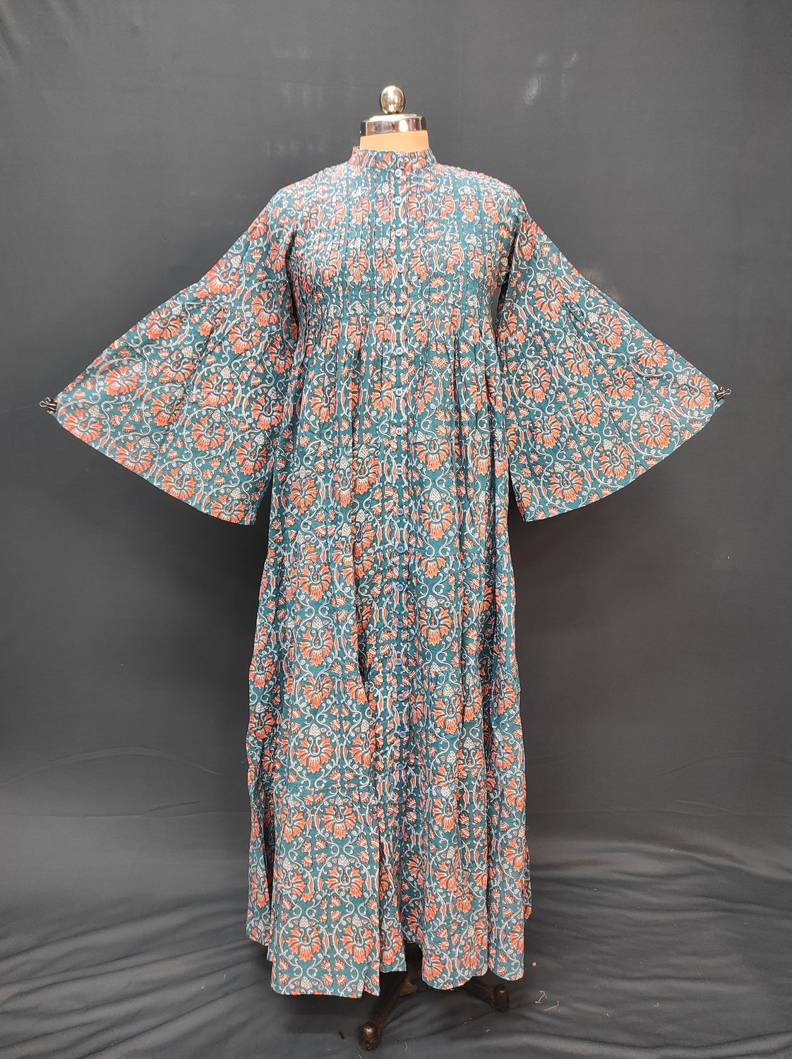 2XL/3XL Halisa Printed Cotton Dress 57" Long Jalabiya JP