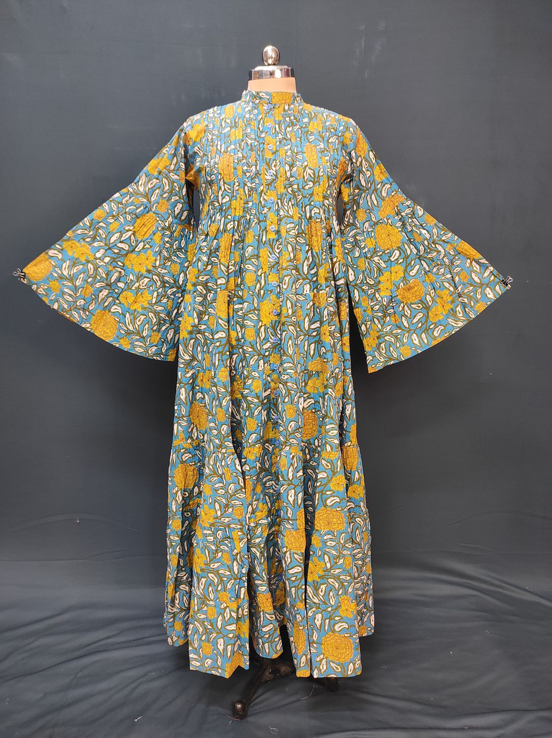 2XL/3XL Halisa Printed Cotton Dress 57" Long Jalabiya JP