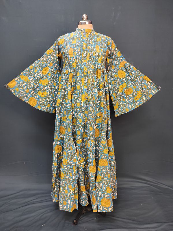 2XL/3XL Halisa Printed Cotton Dress 57" Long Jalabiya