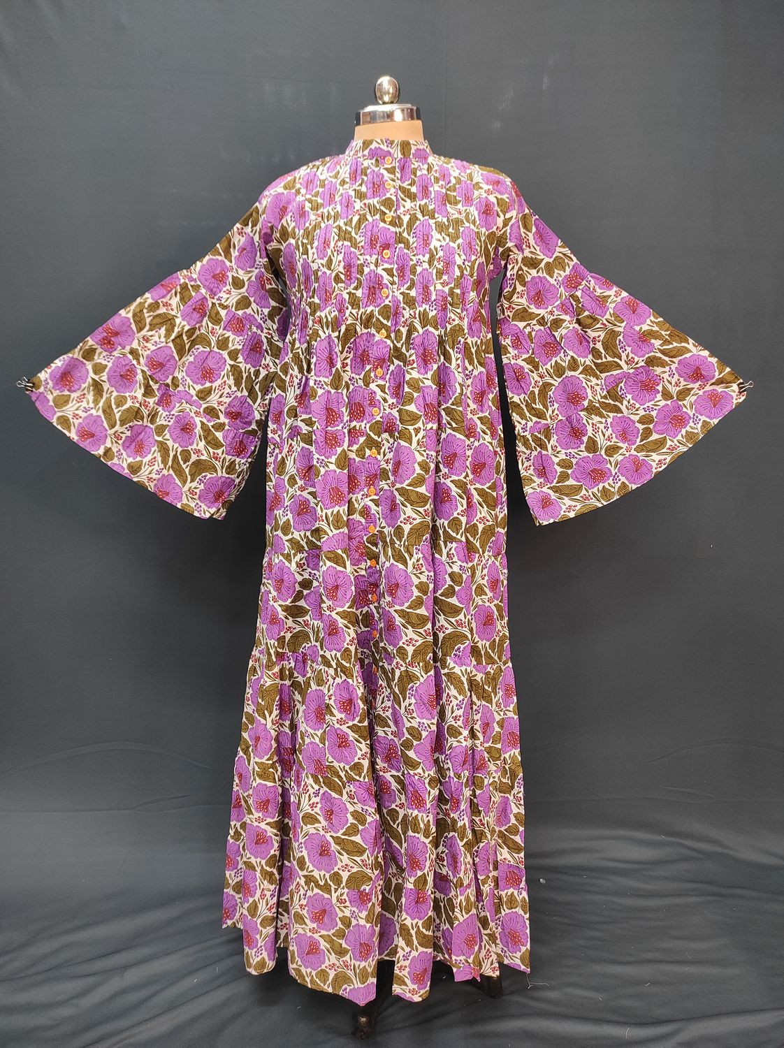 L/XL Halisa Printed Cotton Dress 57" Long Jalabiya JP