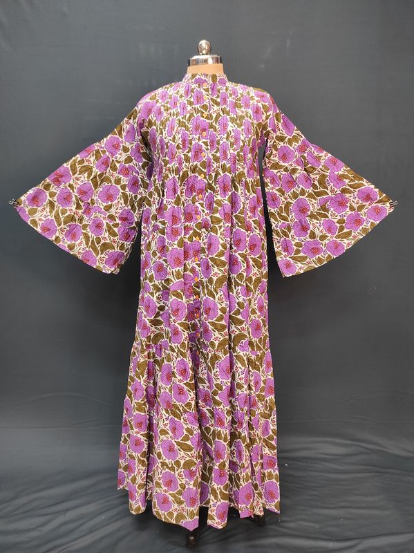 L/XL Halisa Printed Cotton Dress 57" Long Jalabiya JP