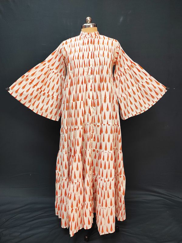 L/XL Halisa Printed Cotton Dress 57" Long Jalabiya JP