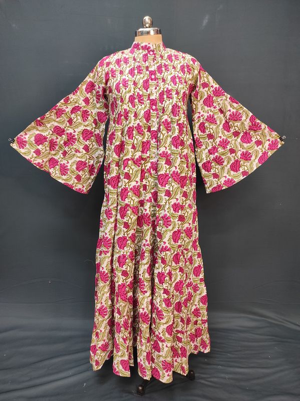 2XL/3XL Geti Printed Cotton Dress 57" Long Jalabiya