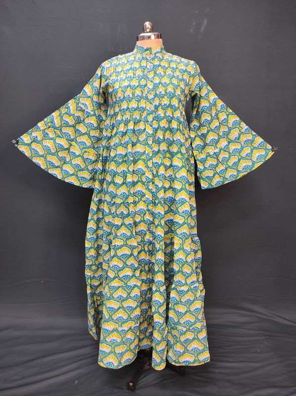 2XL/3XL Geti Printed Cotton Dress 57" Long Jalabiya