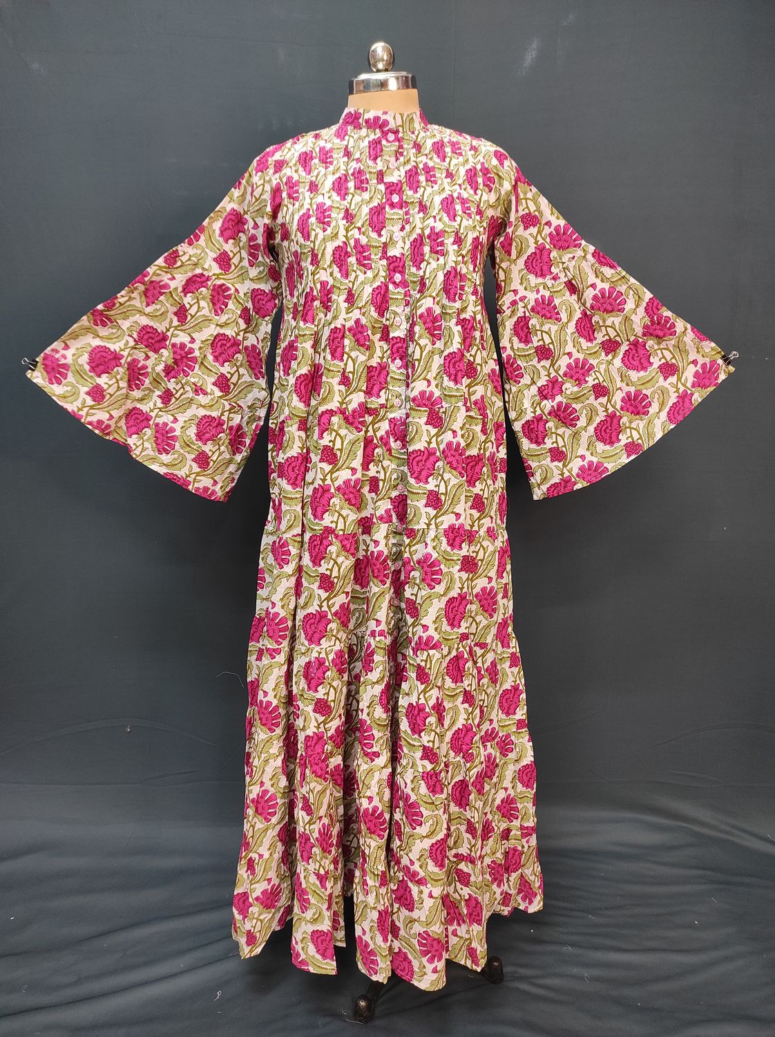 L/XL Halisa Printed Cotton Dress 57" Long Jalabiya JP