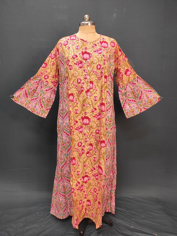 2XL/3XL Geti Printed Cotton Dress 57" Long Jalabiya