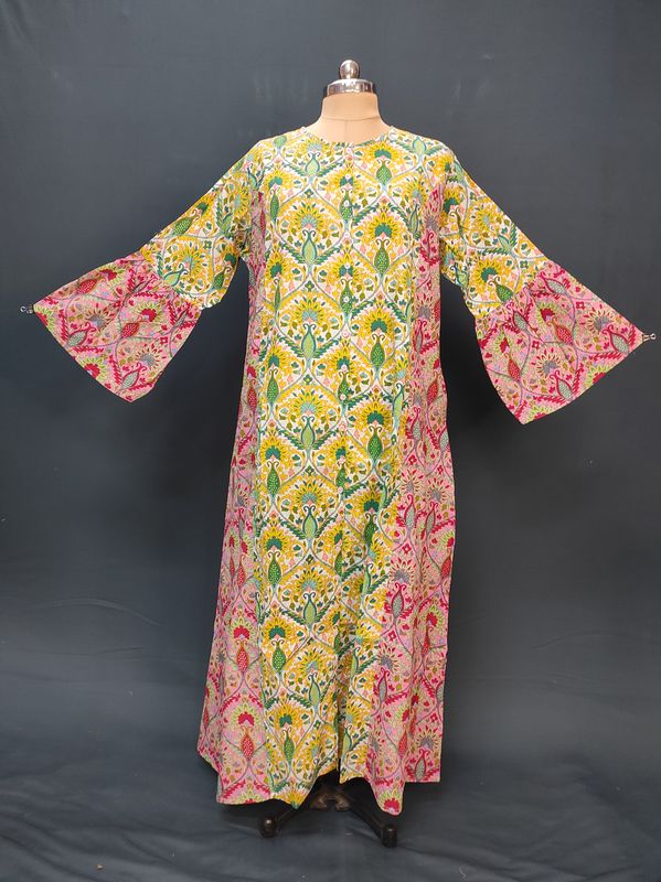 2XL/3XL Geti Printed Cotton Dress 57" Long Jalabiya
