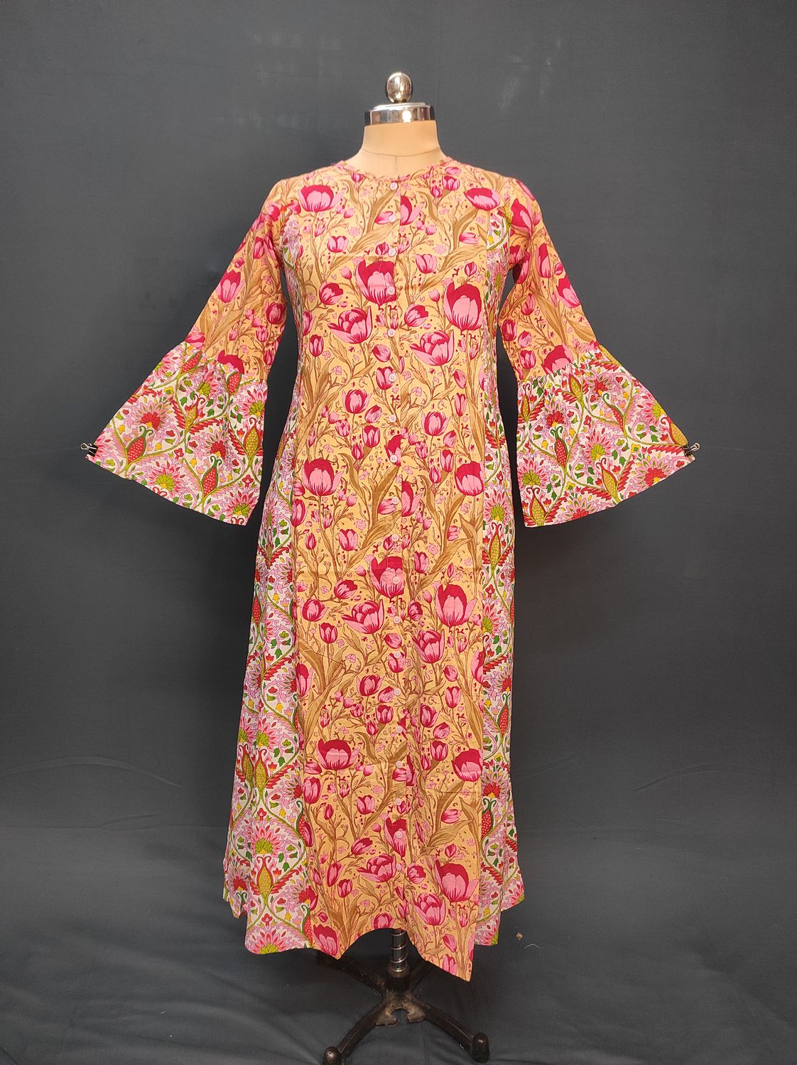 XS/S Geti Printed Cotton Dress 54" Long Jalabiya