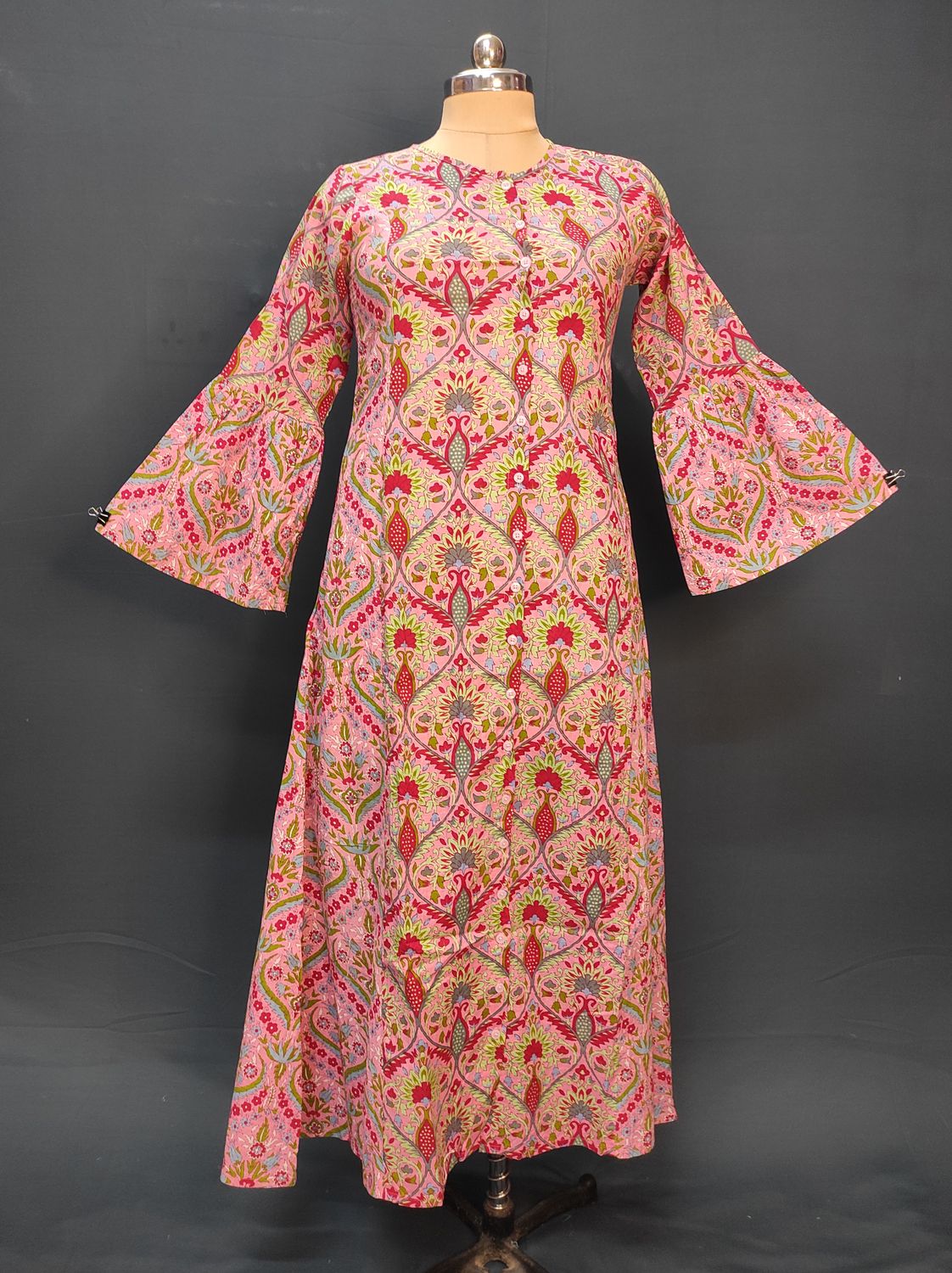 XS/S Geti Printed Cotton Dress 54" Long Jalabiya