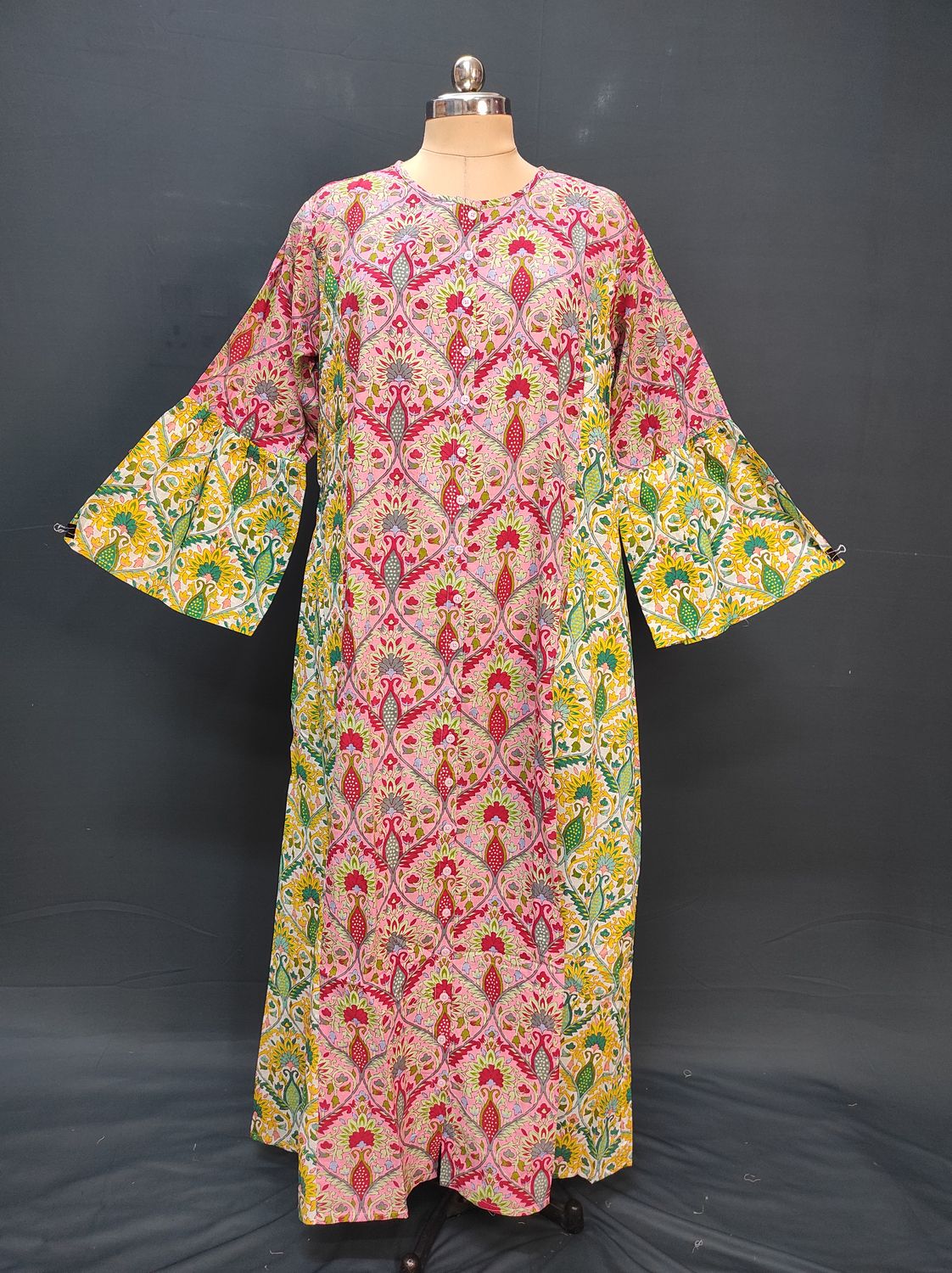 2XL/3XL Geti Printed Cotton Dress 57" Long Jalabiya