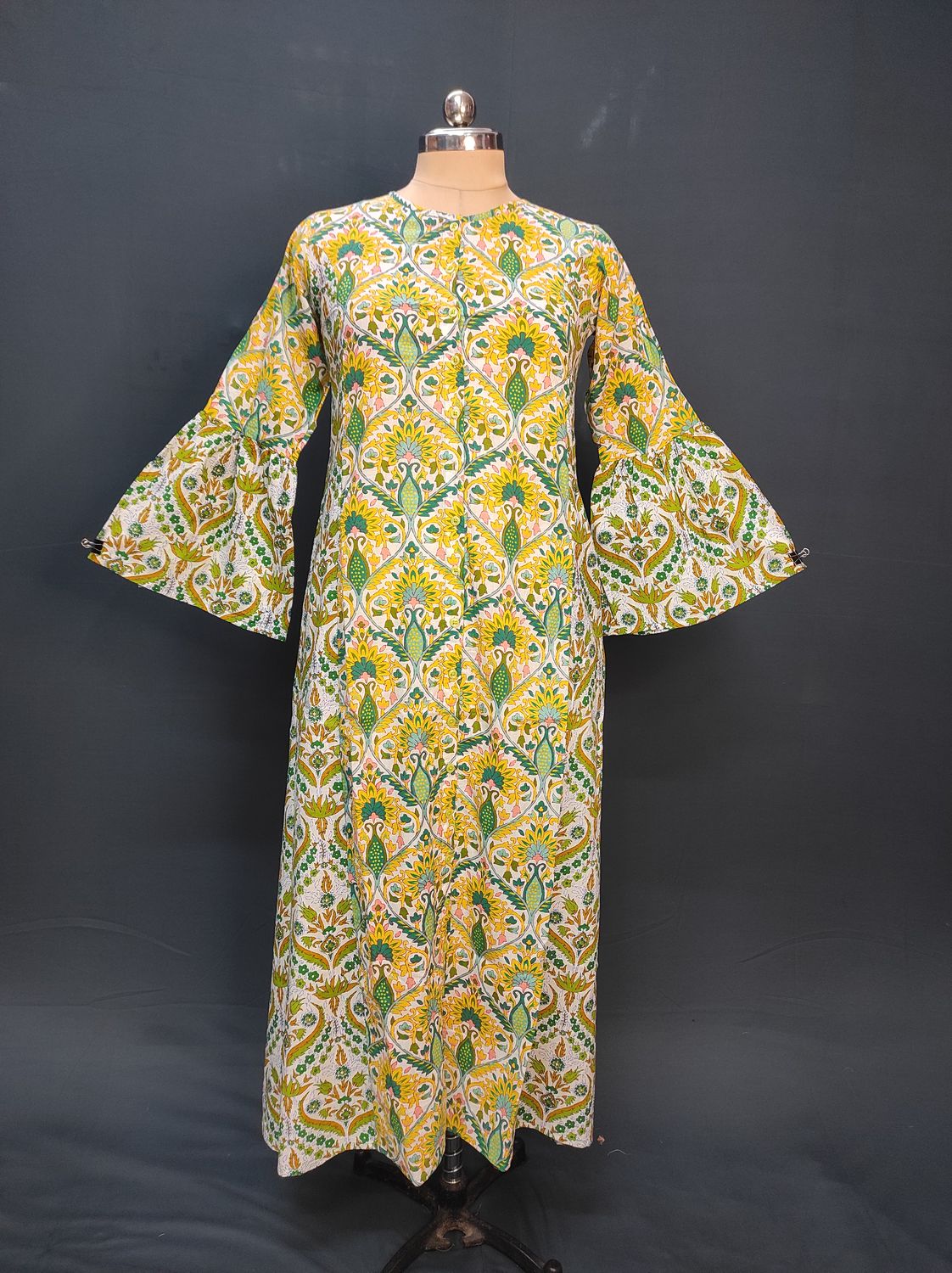 XS/S Geti Printed Cotton Dress 54" Long Jalabiya