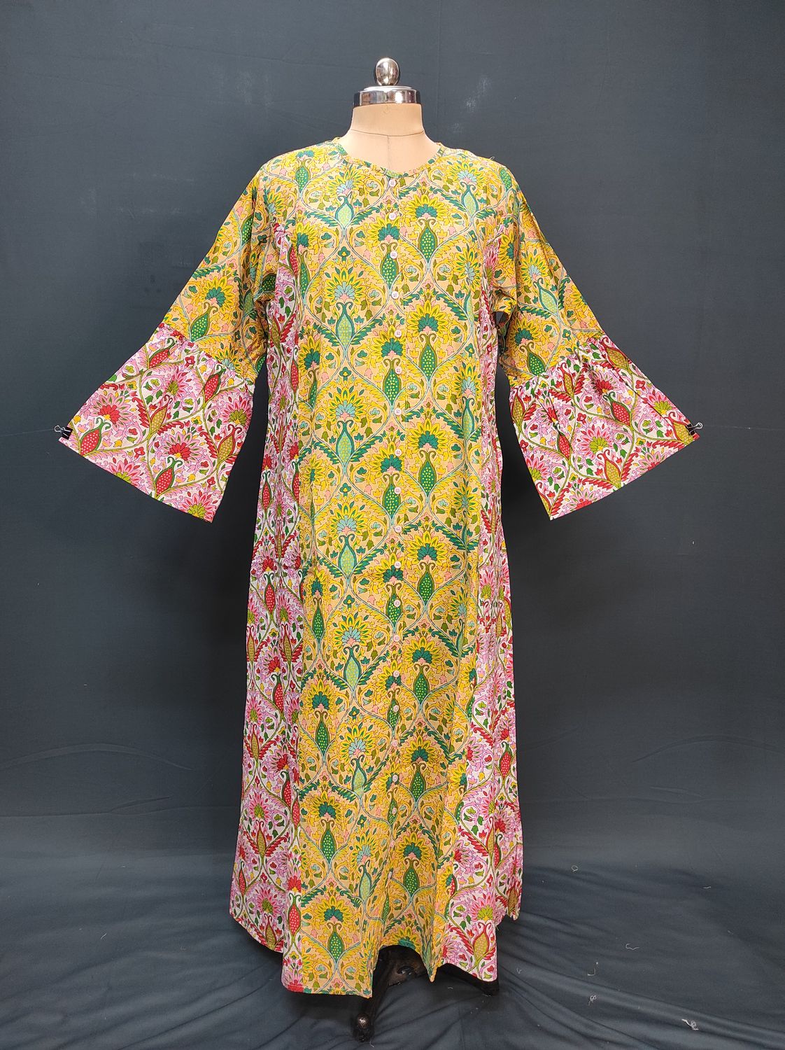 2XL/3XL Geti Printed Cotton Dress 57" Long Jalabiya