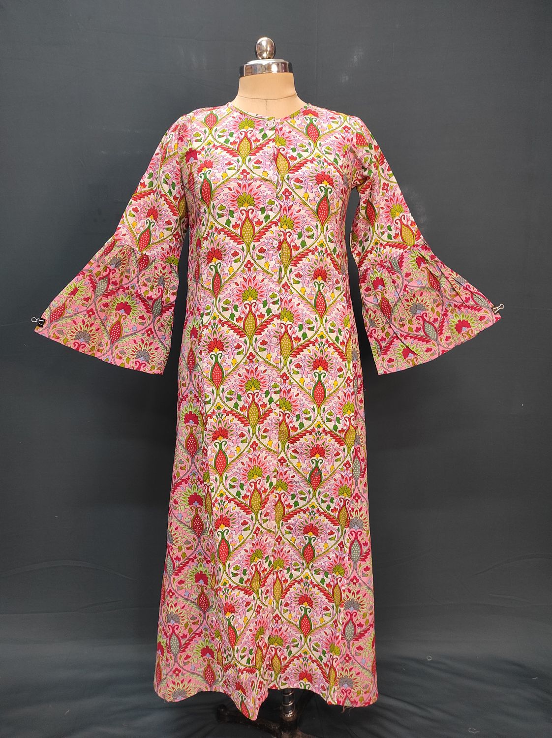 XS/S Geti Printed Cotton Dress 54" Long Jalabiya