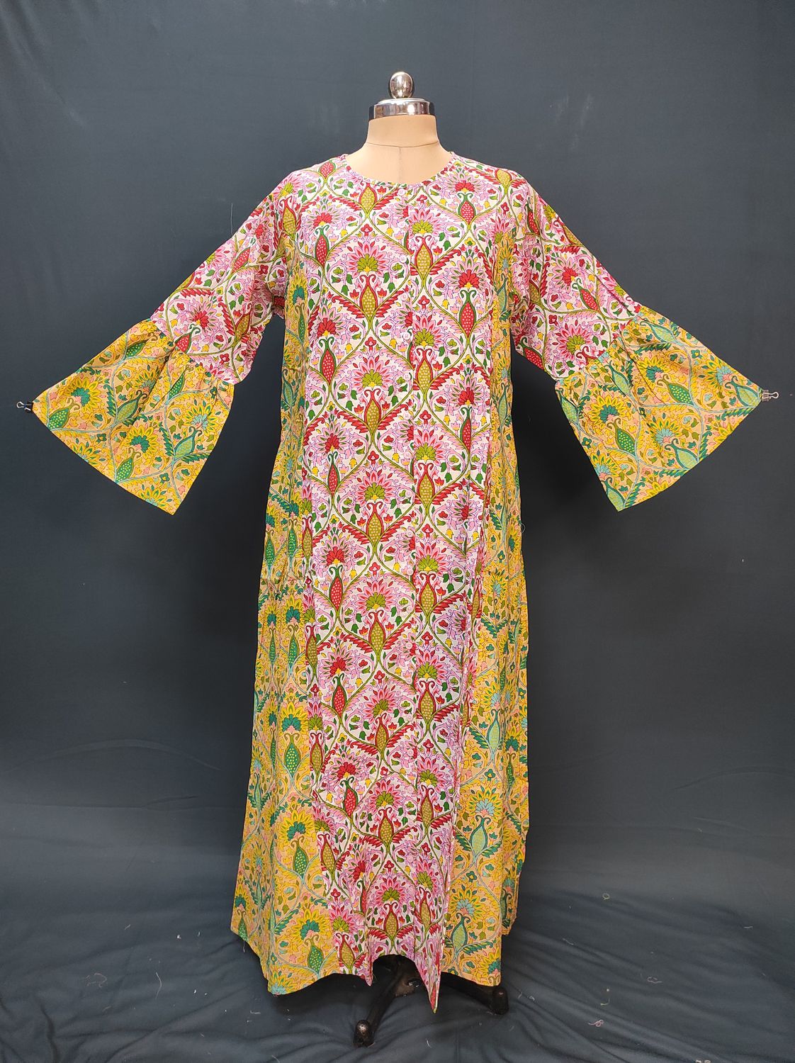 2XL/3XL Geti Printed Cotton Dress 57" Long Jalabiya